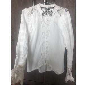 White Lace Long Sleeve Blouse